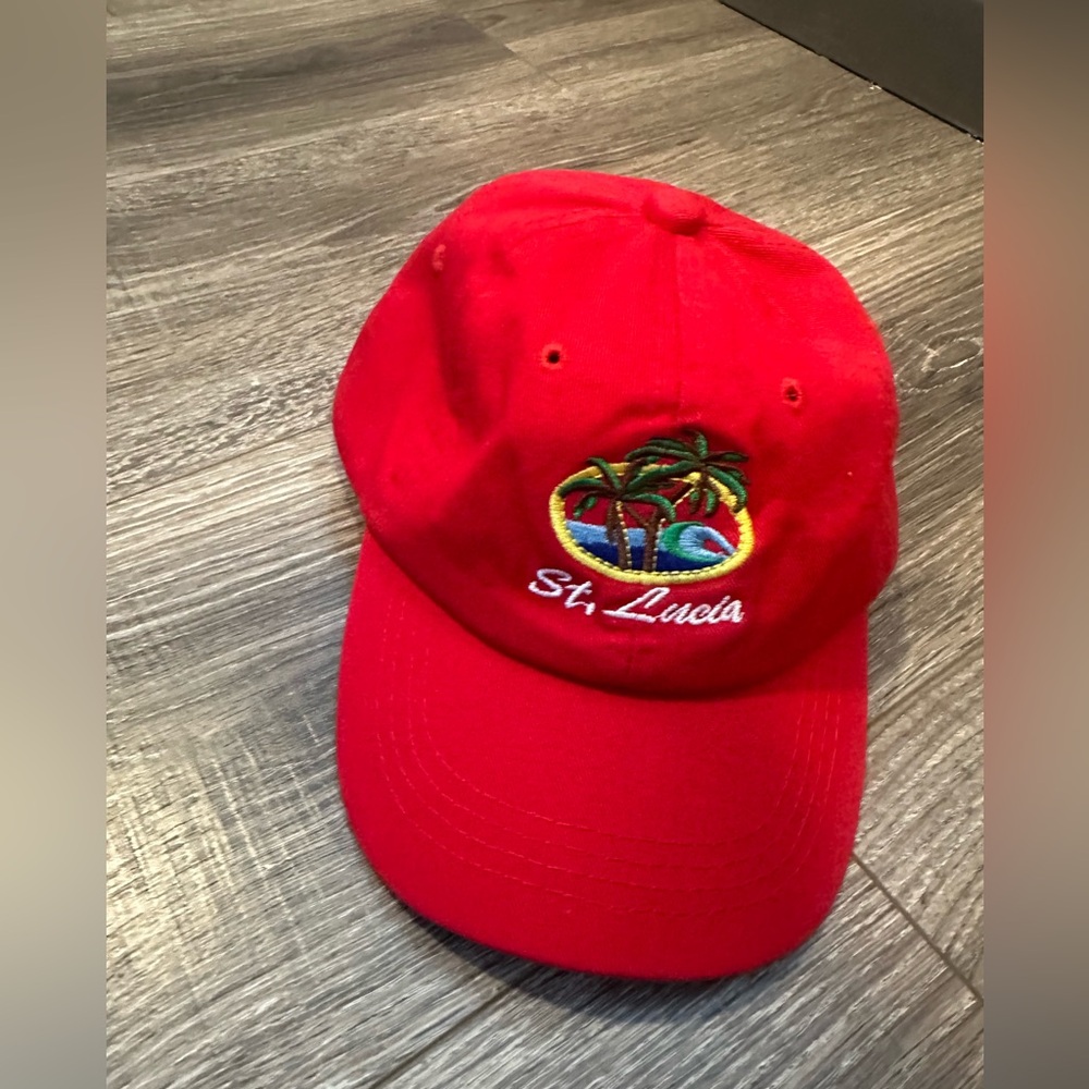 Red St. Lucia Embroidered Kids Hat Like-New